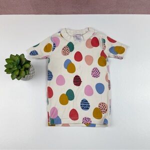 Hanna Andersson Easter Egg Colorful Red Pink Tan Shirt Top Size 4 Stretch